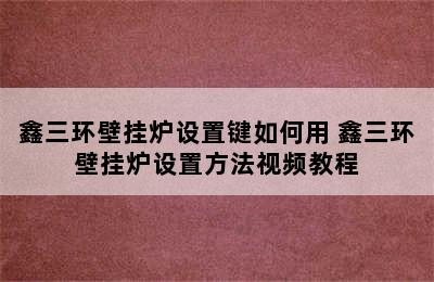 鑫三环壁挂炉设置键如何用 鑫三环壁挂炉设置方法视频教程